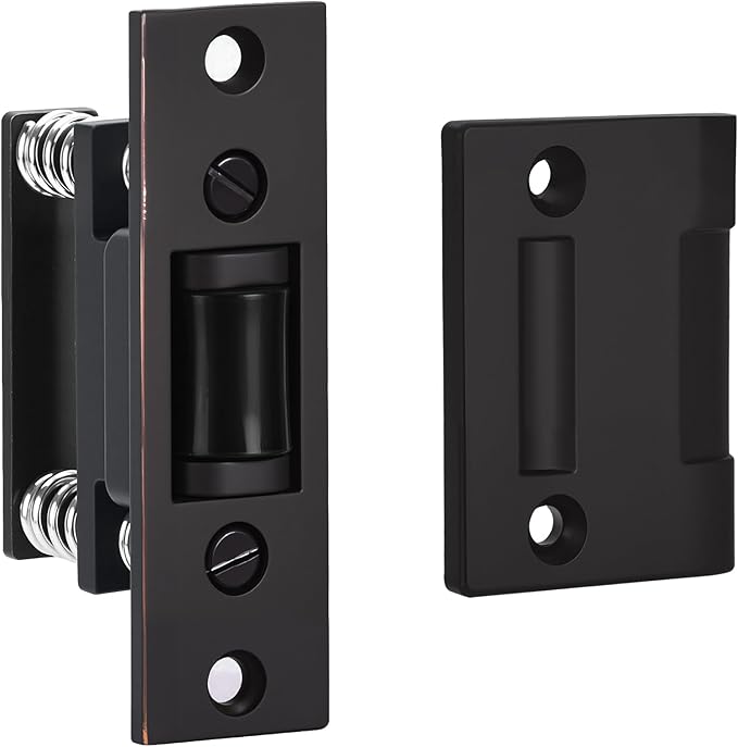 HOMOTEK 1 Pack Commercial Heavy Duty Door Roller Catch, Drive in Ball Catch with Strike Plate Solid Zinc Adjustable Silent Door Latch, Spring Tension Roller,Oil Rubbed Bronze