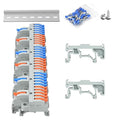 3Pcs Lever Wire Connectors, 2 in 10 Out, Push-in, 4-2.5 mm² Quick Wiring DIN Terminal Blocks, 36Pcs Wire Ferrules Terminals & 6.89 Inch DIN Rail Included