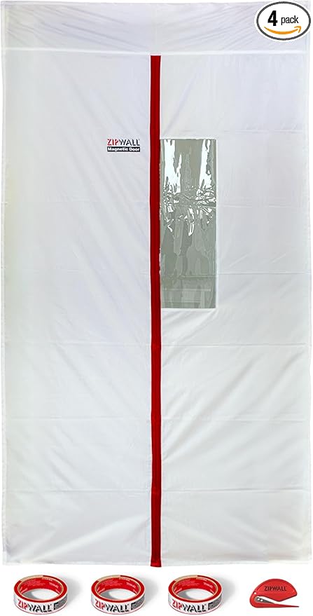 ZIPWALL ZDM-PK4 Magnetic Door Kit, 4 Pack, White