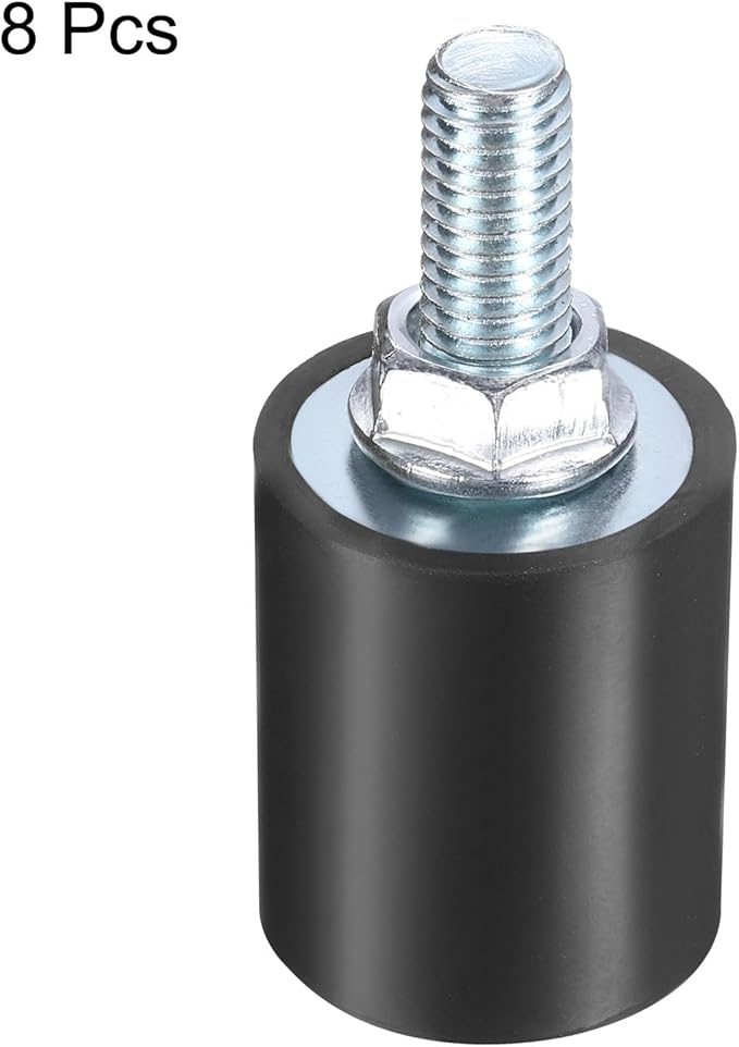 uxcell 8pcs M8x23mm Rubber Isolator Mounts with Studs 25x30mm Male Female Vibration Shock Absorber Zinc Plated Cylindrical Thread Mounts Anti Vibration Isolators with 8pcs M8 Lock Nuts