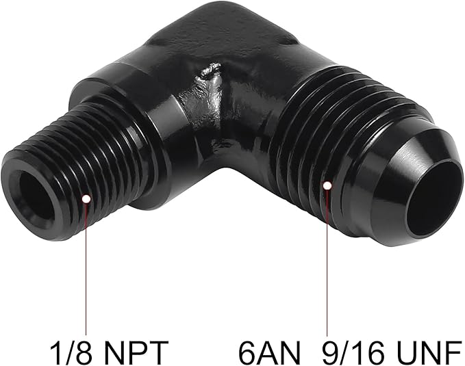 EVIL ENERGY 6AN to 1/8" NPT Male 90 Degree Fitting Adapter Aluminum