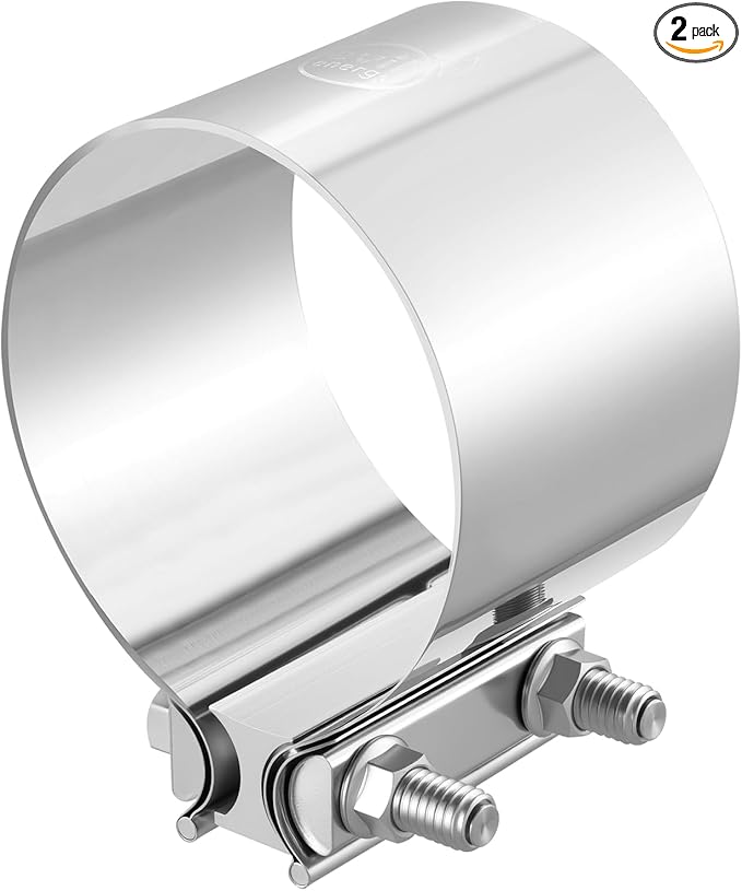 EVIL ENERGY 4.0 Inch Exhaust Clamp, Butt Joint Band Clamp Sleeve Coupler Stainless Steel for Pipes, Mufflers, Catalytic Converters 2Pcs