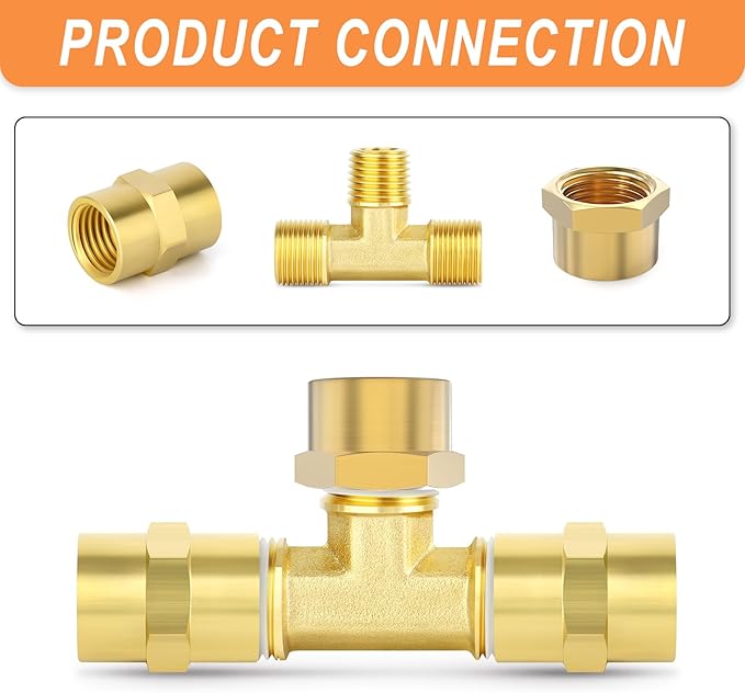 GASHER 1/2"NPT Brass Pipe Cap, NPT Female Thread Socket Pipe End Cap Plugs Fitting 5PCS