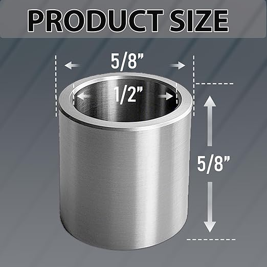 Stainless Steel Reducer Bushing, Screw Standoff Metal Spacer 5/8" to 1/2" Steel Reducer Standoff Bushing Adapters for 1/2" Screws Bolts and Rods, Round Metal Stainless Steel Spacer Set of 10