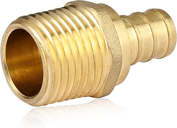 40-Pack HeSun PEX Fittings, 1/2" PEX x 1/2" Male NPT, 1/2 Inch Brass Crimp Male Adapter Fitting, ASTM F1807(PEX1807017-40)