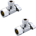 (2-Pack) Cyrret Angle Stop Shut off Valve 1/4 Quarter Turn 5/8" OD (1/2" Nominal) Compression Inlet X 3/8" OD Compression Outlet Chrome Plated Brass…