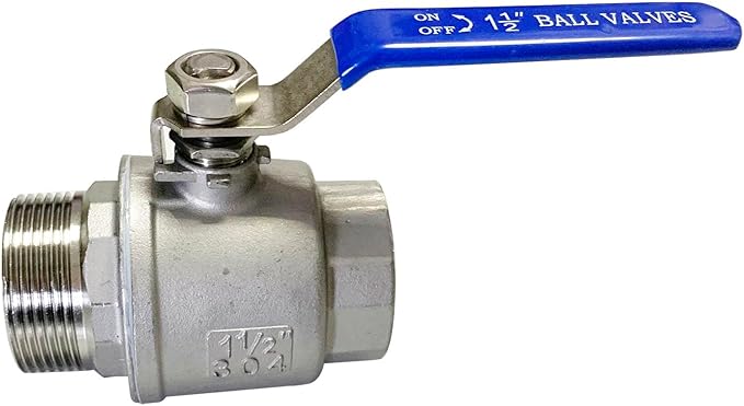 1-1/2" Male to Female Thread Full Port Ball Valves NPT 304 Stainless Steel for Water Oil Gas WOG1000 (Pack of 2)