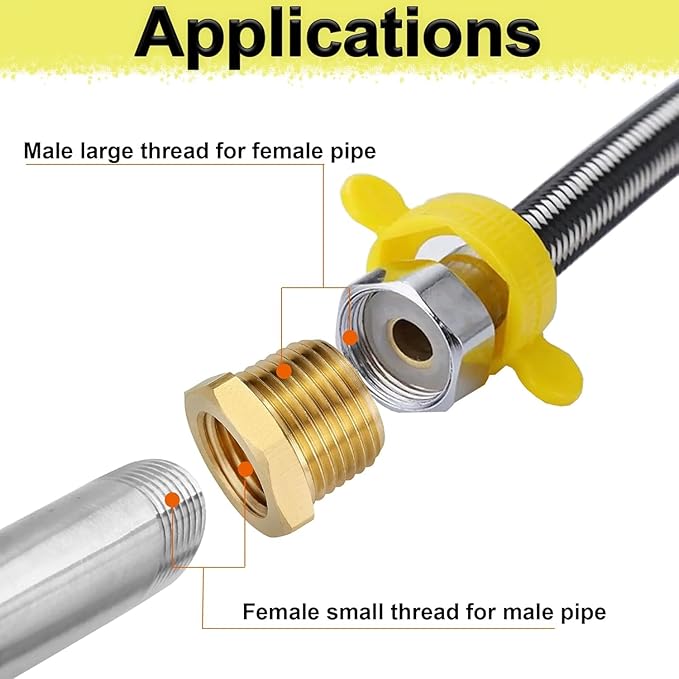 3/4" NPT Male to 3/8" NPT Female Reducer Hex Bushing, Heavy Duty Brass Threaded Pipe Fitting Reducer Adapter Apply for 0.92" I.D. and 0.64"O.D. Pipe