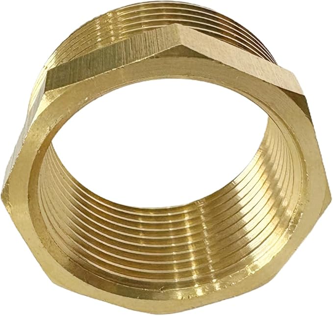 1-1/2" NPT Male x 1-1/4" NPT Female Brass Reducer Hex Bushing Threaded Pipe Fitting Reducing Adapter Pack of 1