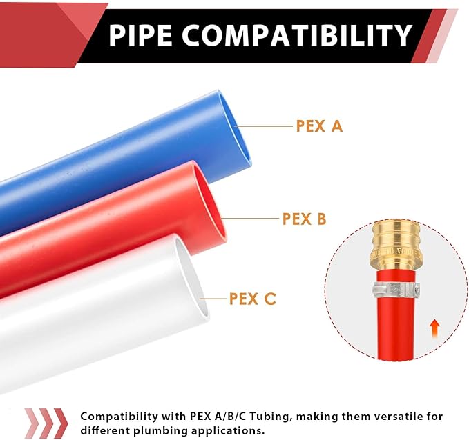 50-Pack EFIELD Barb Crimp Pex 1/2 Inch x 1/2 Inch Female NPT Drop-Ear Elbow Brass Fittings, ASTM F1807,(PEX1807260-50PCS)