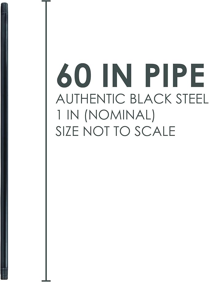 PIPE DECOR 1" x 60" Black Steel Plumbing Pipe, 4-Pack, Pre Cut Connector, Industrial Steel Grey Fits Standard One Inch Threaded Black Pipes Nipples and Fittings, Build Vintage DIY Furniture
