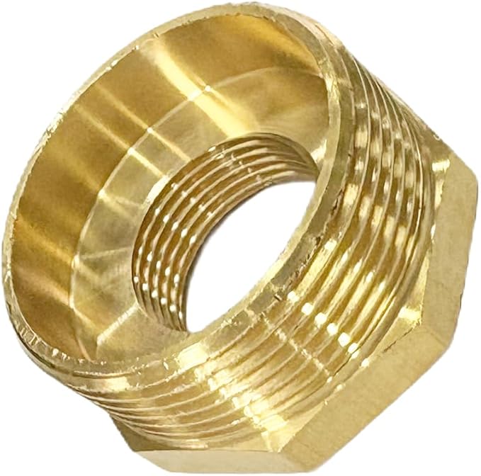 1-1/2" NPT Male x 3/4" NPT Female Brass Reducer Hex Bushing Threaded Pipe Fitting Reducing Adapter Pack of 1