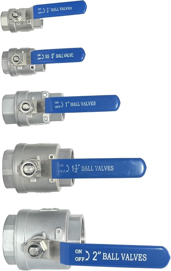 316 Stainless Steel 1/8"~3" Full Port Ball Valve with Blue Vinyl Handle, NPT Female x Female Thread,1000 WOG (3/8")
