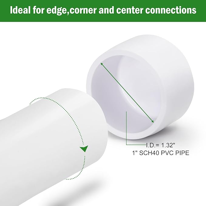 SCH40 PVC Cap 1 Inch - Fit Standard 1" SCH40 PVC Pipes (OD Approx. 1.315"), Zernmiarder Furniture Grade Pipe Caps, White Pipe Cover Fittings for Plumbing, DIY, Garden & Furniture - 4 Pcs