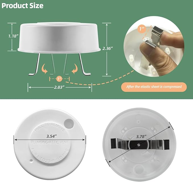 40034 RV Roof Vent Cap with Spring Tension Attachment Fits Up to 2" Plumbing Vent Pipe, Replaces Lost or Damaged Trailer, Camper, Motorhome, RV Plumbing Vent Cover - White