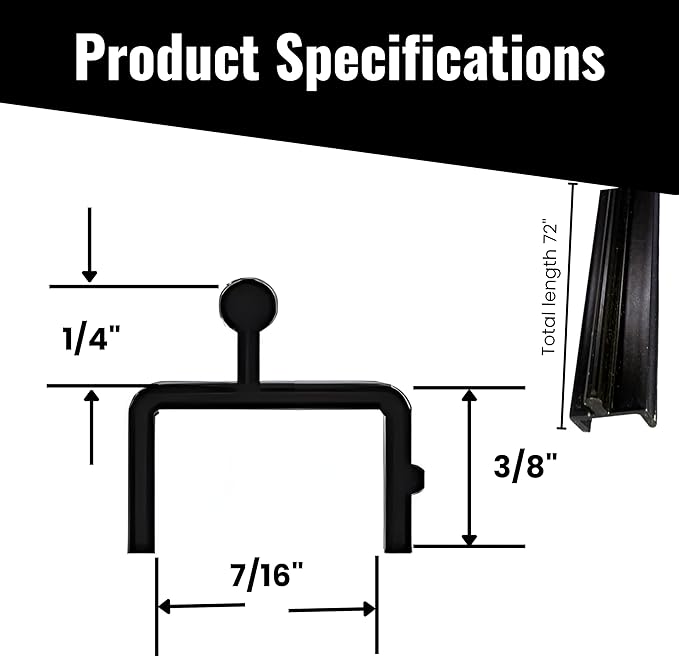 KC Hardware Aluminium Sliding Screen Door Bottom Track, Patio Door Track Replacement, Sliding Door Track Repair- 72 Inches (Black)