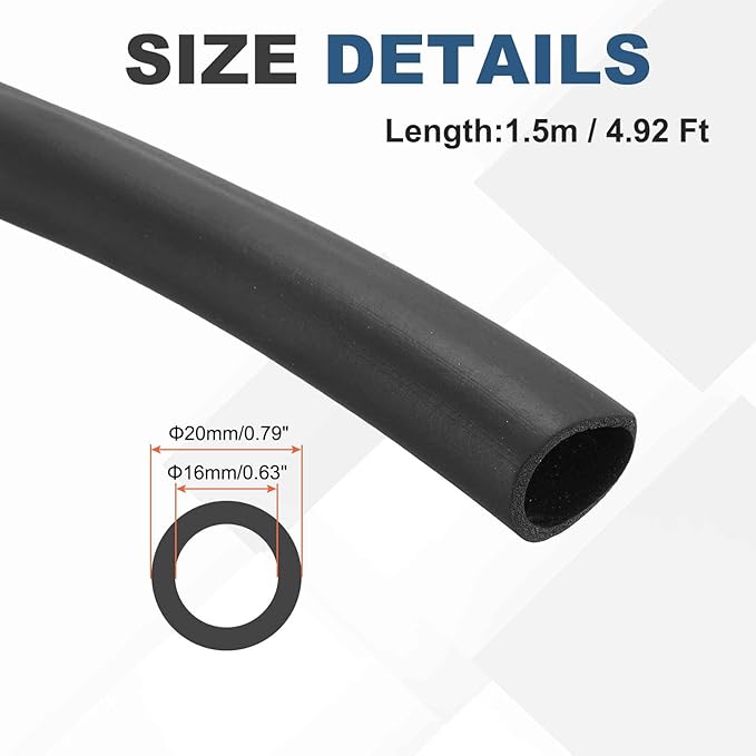 5/8" ID Pipe Insulation Foam Tube, EPDM Pipe Cover 4/5" OD Wrap Roll Bar Tubing 4.9FT Long - Insulation Freeze Heat Preservation for Guitar Stand/AC Units/Exercise Machine