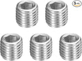 PATIKIL 5 Pcs 304 Stainless Steel Pipe Plug M8 x 1 Male Internal Hex Thread Socket Pipe Plug Hex Countersunk Pipe Fitting for Sealing Water Oil Gas Pipeline, Silver