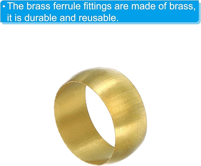 Patikil 12mm Tube OD Brass Compression Sleeves and Ferrules, 20 Pack Brass Ferrule Compression Insert Fitting Assortment Kit for Air, Water, Gas Pipe