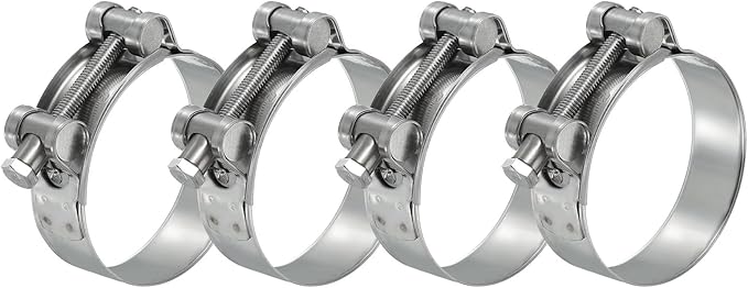 PATIKIL 64-67mm T-Bolt Hose Clamp, 4 Pack Intercooler Pipe Tube Clamps 304 Stainless Steel Radiator Hose Clamp for 2.52"-2.64" Pipe