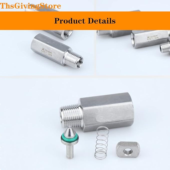 1/4 Inch NPT Female to Male Thread 304 Stainless Steel Check Valve One Way Non-Return Valve for Water Oil Gas Check Valve 1PCS