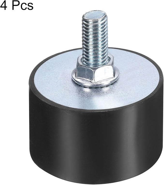 uxcell 4pcs M10x28mm Rubber Isolator Mounts with Studs 50x30mm Male Female Vibration Shock Absorber Zinc Plated Cylindrical Thread Mounts Anti Vibration Isolators with 4pcs M10 Lock Nuts
