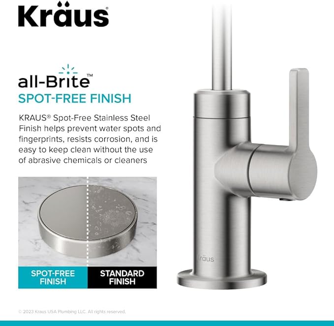 KRAUS Oletto Single Handle Drinking Water Filter Faucet for Water Filtration System in Spot-Free Stainless Steel, FF-103SFS
