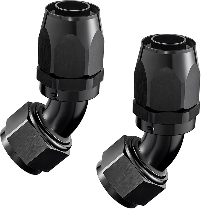 EVIL ENERGY 16AN Hose End Fitting 45 Degree Swivel for CPE Braided Hose Black 2PCS