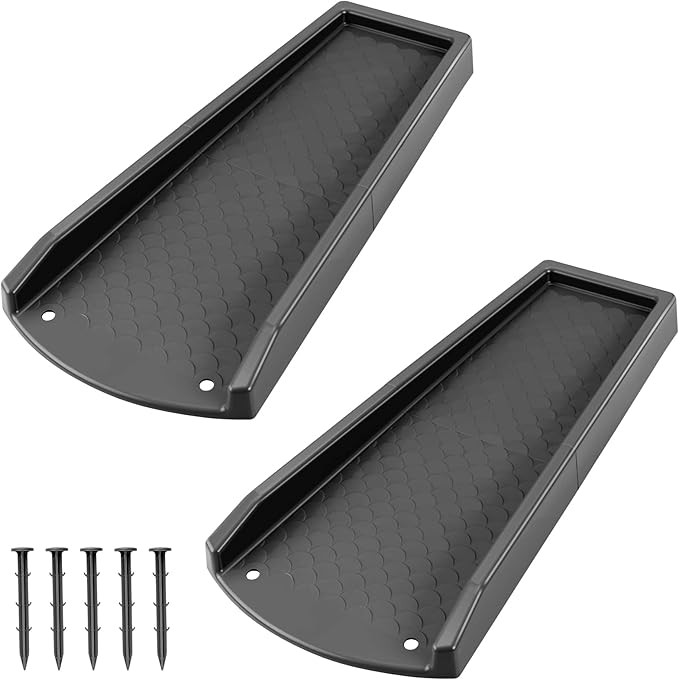 Splash Blocks for Gutters Downspouts, 24" Downspout Extensions for Rain Water Drainage, Thickened Gutter Splash Guard with Fixing Piles(2 Pack, Black)
