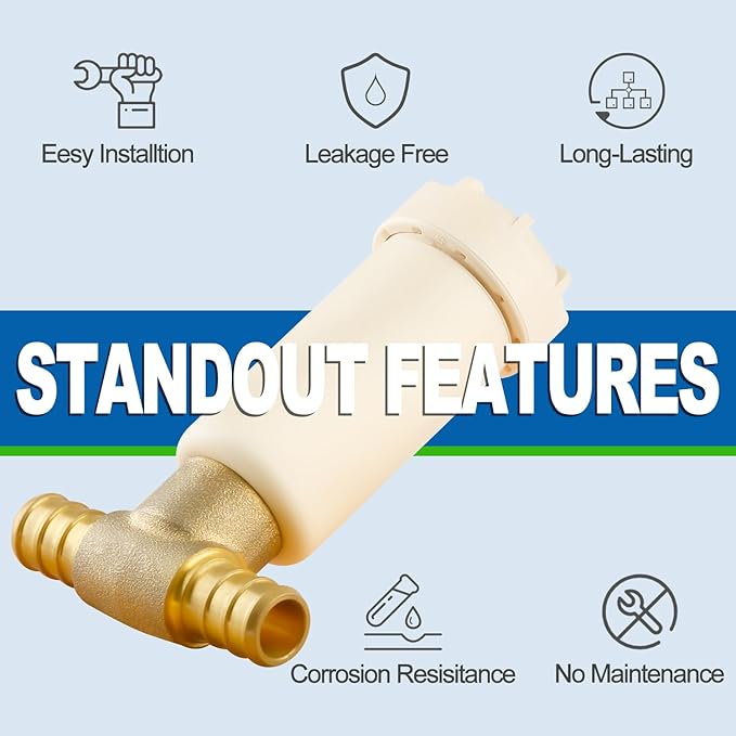 Resin Water Hammer Arrestor, 1/2 Inch Pex Crimp Tee Hammer Arrestor For Potable Water Plumbing Application, F1807 Tee Connection