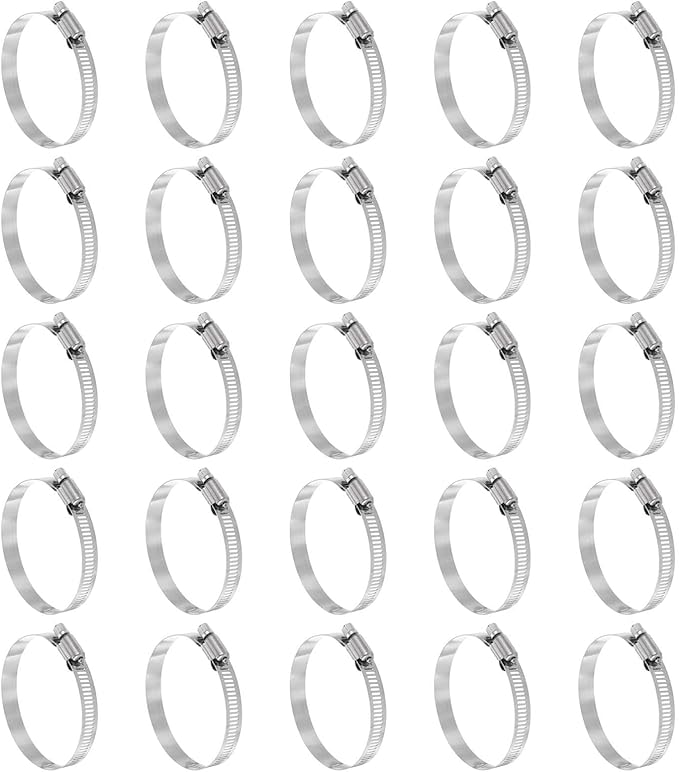 HARFINGTON 25 Pcs Hose Clamp 2-5/16"-3-1/4" (59-82mm) 304 Stainless Steel Adjustable Worm Gear Hose Clamp with Phillips Screw Assortment Kit for Fuel Line Pipe Plumbing Automotive Tube