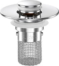 Sink Stopper Hair Catcher, Pop-up Sink Drain Strainer with Removable Stainless Steel Strainer Basket Hair Catcher, Bathroom Sink Strainer for Bathroom Sink Stopper Replacement(1PCS)