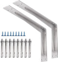 YUMORE Shelf Bracket Heavy Duty 16x10x2 in, 1/5IN Extra Thick Solid L Brackets Stainless Steel Countertop Bar Top Support Brackets Wall Mounted, Includes Hardware, 2 Pack