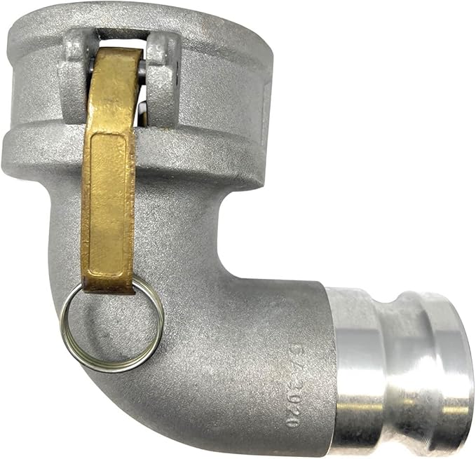 Gloxco Aluminum Type DA Cam and Groove Hose Fitting, 90 Degree Elbow Reducer, 3" Female Camlock x 2" Male Camlock (CAM-3020-DA90-AL)