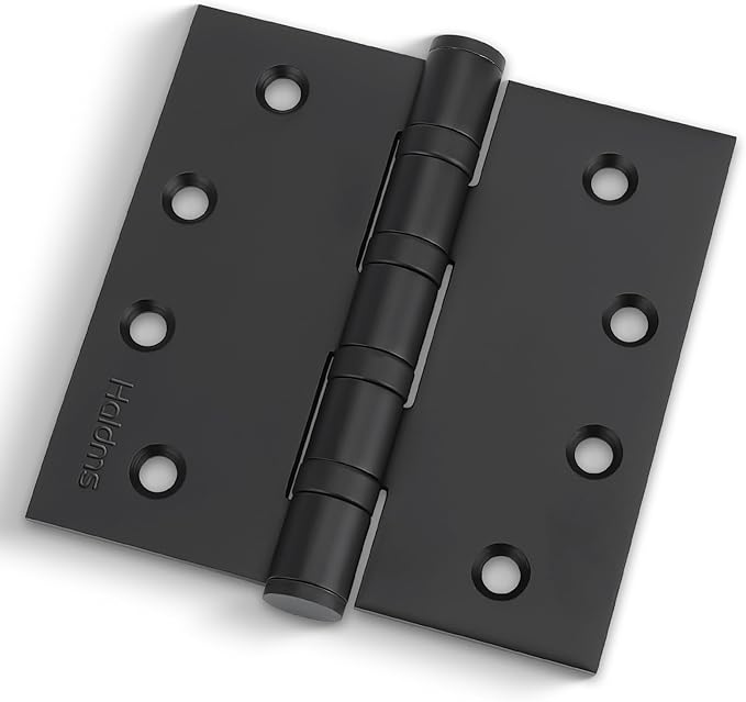 Haidms 304 Stainless Steel Matte Black 4'' Door Hinges for Exterior Doors Ball Bearing Door Hinges 4in x 4in with Square Corners, Heavy-Duty, 6PACK