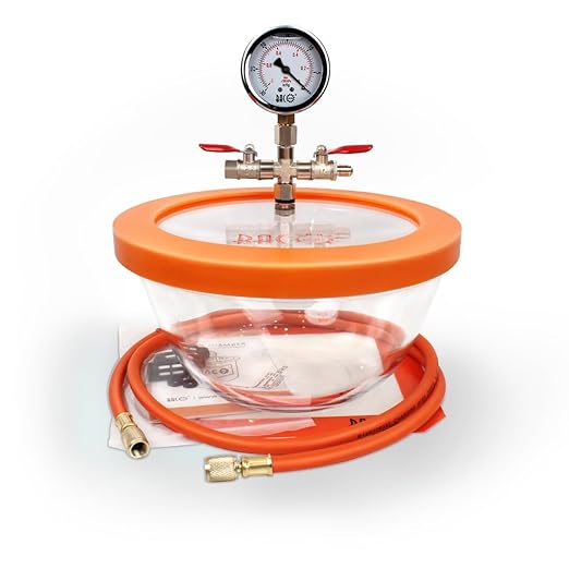 BACOENG 2.8 Quart Vacuum Chamber, Pyrex Glass Degassing Chamber Kit for Resin, Silicone and Epoxies