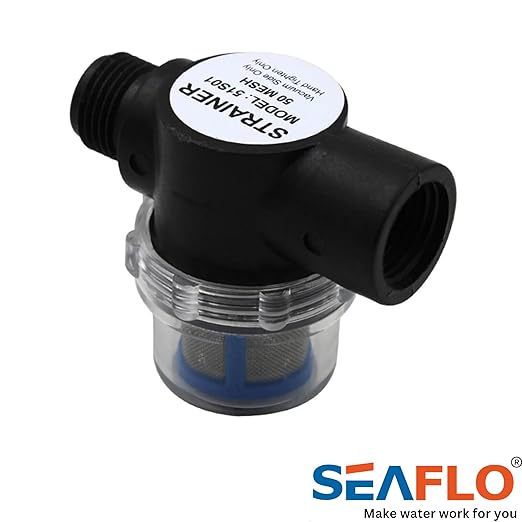 SEAFLO Water Pump Inline Strainer Filter (51S01) - 1/2" NPSM Inlet/Outlet - RV Replacement- Compatible, Shurflo, and WFCO Pumps (4-Pack)