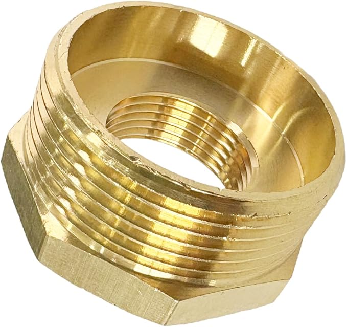 1-1/2" NPT Male x 3/4" NPT Female Brass Reducer Hex Bushing Threaded Pipe Fitting Reducing Adapter Pack of 1