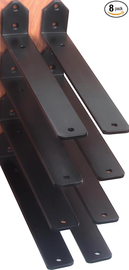 8 Pack - L 5" x H 2" x W1.5, 5mm Thick Black L Shelf Bracket, Iron Shelf Brackets, Metal Shelf Brackets, Floating Shelf, Shelf Supports with Screws Blind