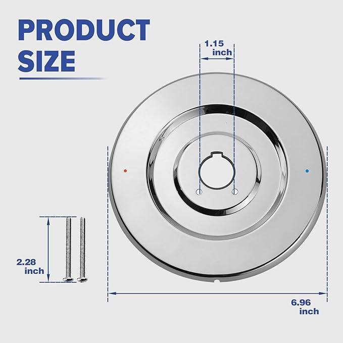 Escutcheon Replacement for Moen 16090 Chateau Collection, Shower Handle Cover Plate for One-Handle Tub and Shower Faucets (Silver)