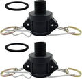 2PCS Camlock Fittings Poly Plastic NPT B-200 2" Type B Standard Couplings Cam lock Fittings Polypropylene Cam Groove Fitting Female Camlock with Male Threads (2 inch, Type B)