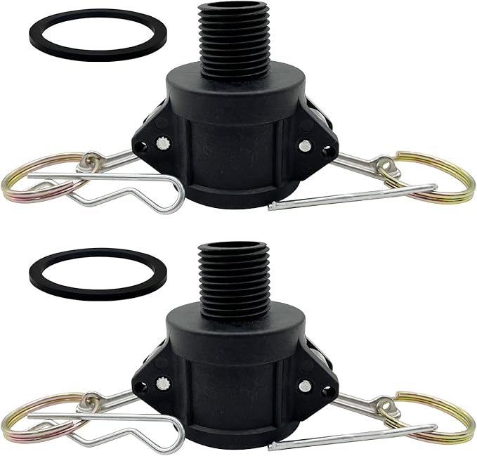 2PCS Camlock Fittings Poly Plastic NPT B-200 2" Type B Standard Couplings Cam lock Fittings Polypropylene Cam Groove Fitting Female Camlock with Male Threads (2 inch, Type B)
