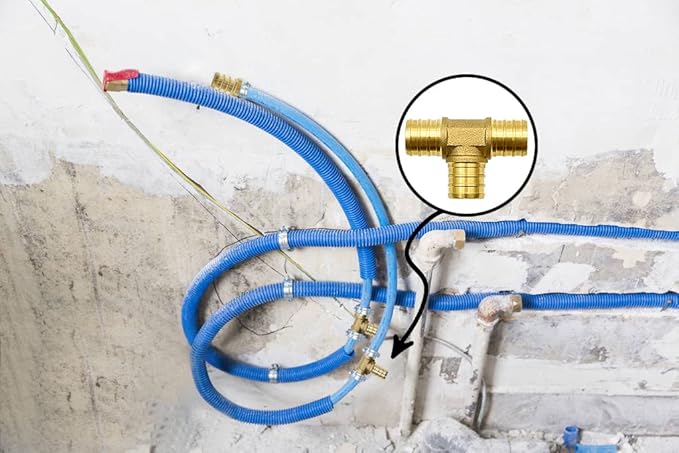 25 Pack 3/4" PEX Fittings, Brass Tee Fittings, for PEX Tubing Pipe