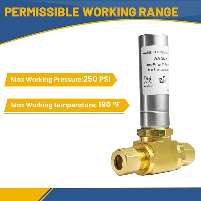 Water Hammer Arrestor,3/8" OD Comp. X 3/8" OD Tee Stainless Steel Water Arrestor,for Dishwasher Connection(20PACK,Stainless Steel Arrestor)(HAMMER013-20Pack)
