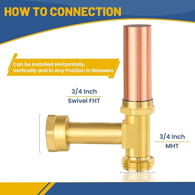 Water Hammer Arrestor,3/4 Inch Swivel FHT x 3/4 Inch MHT Copper Water Arrestor for Washing Machine Connection(20PACK,Angle Copper Arrestor)