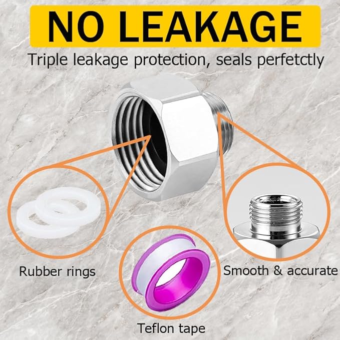 Faucet Supply Hose Adapter 3/8 Male to 1/2 Female Water Line Adapter 304 Compression Fittings for Water Supply Pipe Adapters 3/8to 1/2(OD×ID:0.54"×0.74") Reducer with Rubber Washer (2 Pack)
