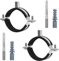 2 Pcs 3.4-3.6 Inch Split Ring Pipe Hanger, 87-92mm Heavy Duty Adjustable Pipe Bracket Clamp with Screw & Expansion Tube, Wall Ceiling Mount Combination Thread M8/M10 Metal Pipe Clamps