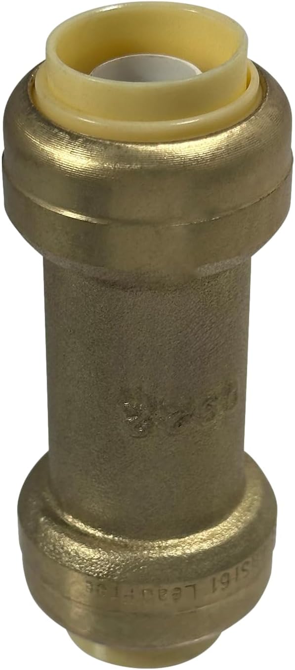 1 Piece XFITTING 1/2" x 1/2" Push Fit Check Valve, Certified to NSF ANSI 61, Brass, Plumbing Fitting for Copper, Pex, CPVC