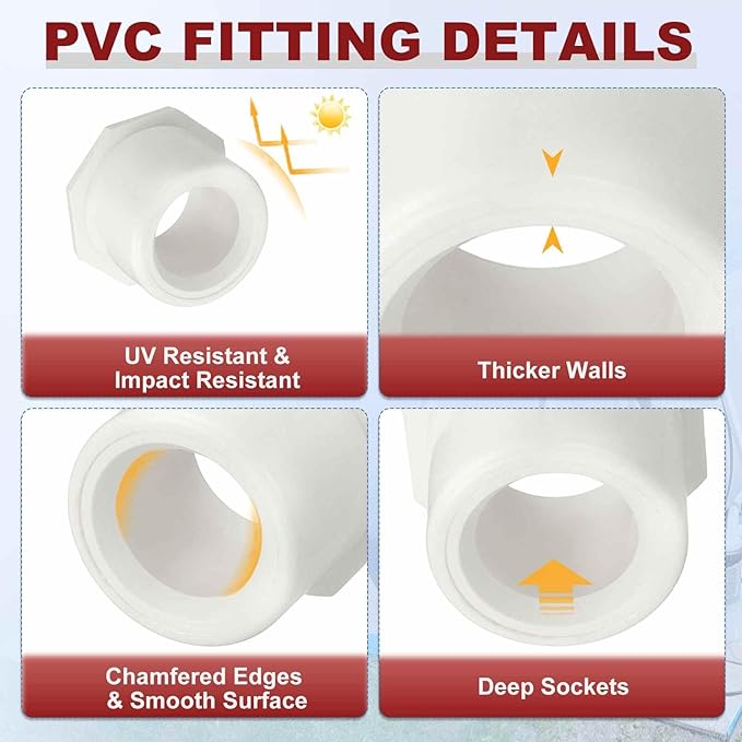 25Pcs 1" x 1/2" PVC Reducer Bushing Fitting, SCH40 (Spigot x Socket) Furniture Grade PVC Pipe Fitting, Reducer Bush Adapter for Home Sewer Plumbing, Industrial, Pipe Connection