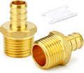 GASHER 2Pcs No Lead Brass 3/4" Pex Male Adapter, 1/2" Male NPT to 3/4" PEX Adapter for Pex Tubing